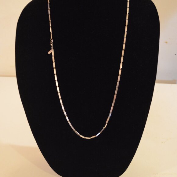 MONET Necklace Silver Tone Chain Blocked Rectangulars Linked Rings Fastener 15' - Picture 5 of 9
